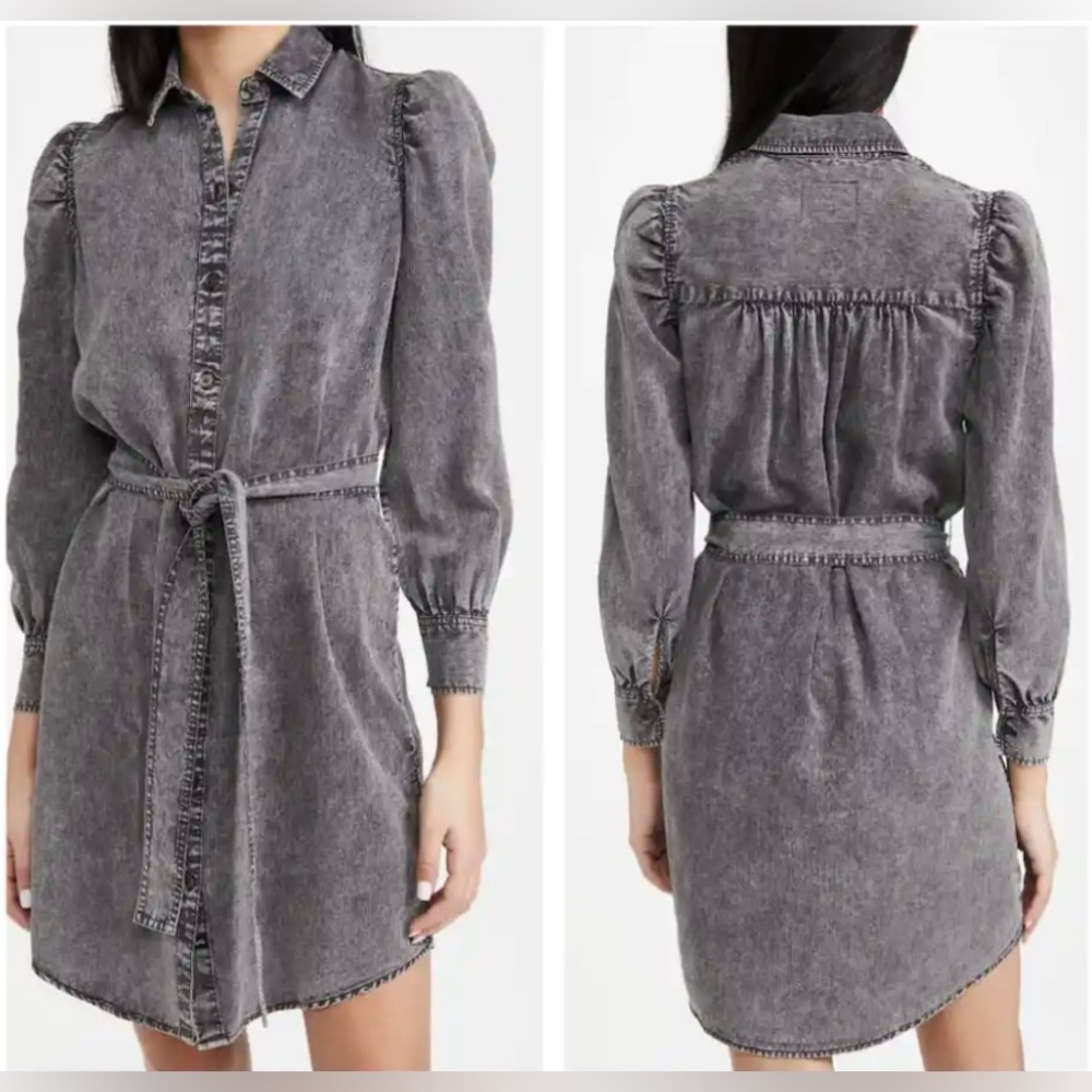 Rails Adele Black Acid Wash Button Down Dress Siz… - image 2